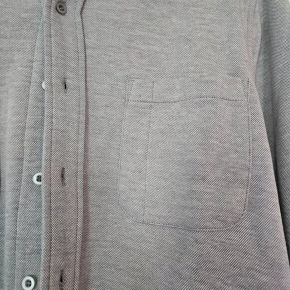 Harriton Men Stain Repel Workshirt Medium Light Charcoal Button Down Long Sleeve - Picture 2 of 8